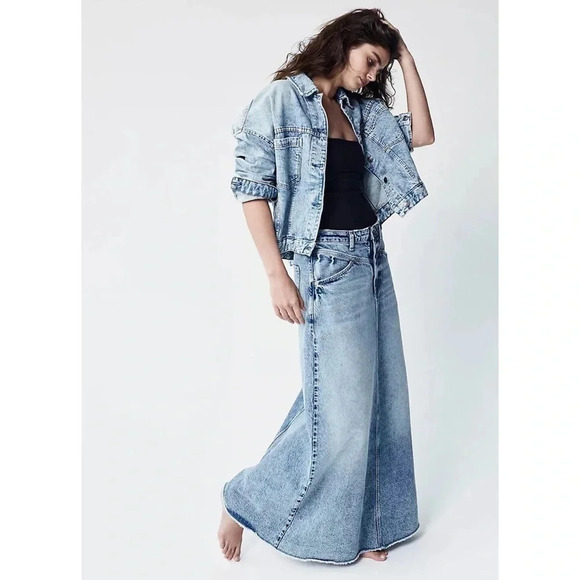 NWT Free People Come As You Are Denim Maxi Skirt Size 0 - Picture 2 of 12